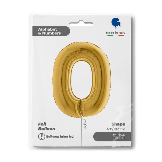 Zahlen-Folienballon 0 (null) in GOLD 102cm/40inch (Grabo)