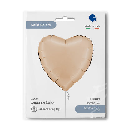 Standard-Folienballon HERZ SATIN NUDE Ø 43 cm (Grabo)