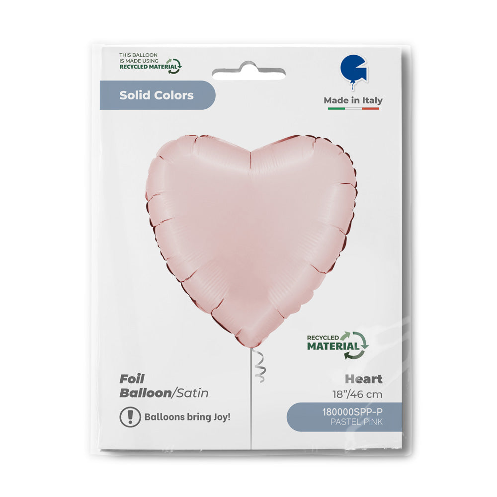 Standard-Folienballon HERZ SATIN PASTEL PINK Ø 43 cm (Grabo)