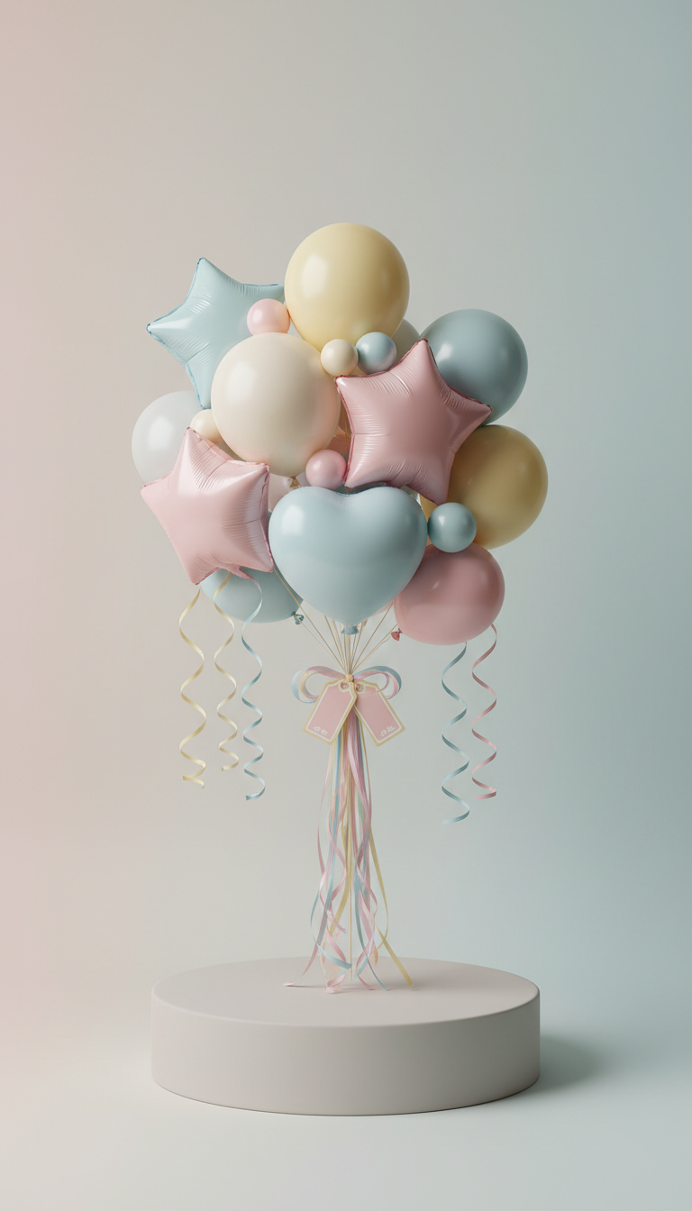 Handgebundener Glückwunsch-Ballonstrauß mit Schleifen