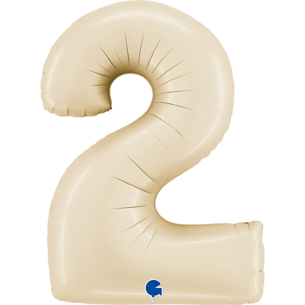 Zahlen-Folienballon 2 (zwei) in SATIN CREAM 102cm/40inch (Grabo)