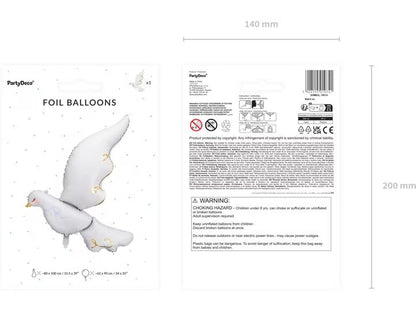 Folienballon Taube 80 x 100 cm, Weiss