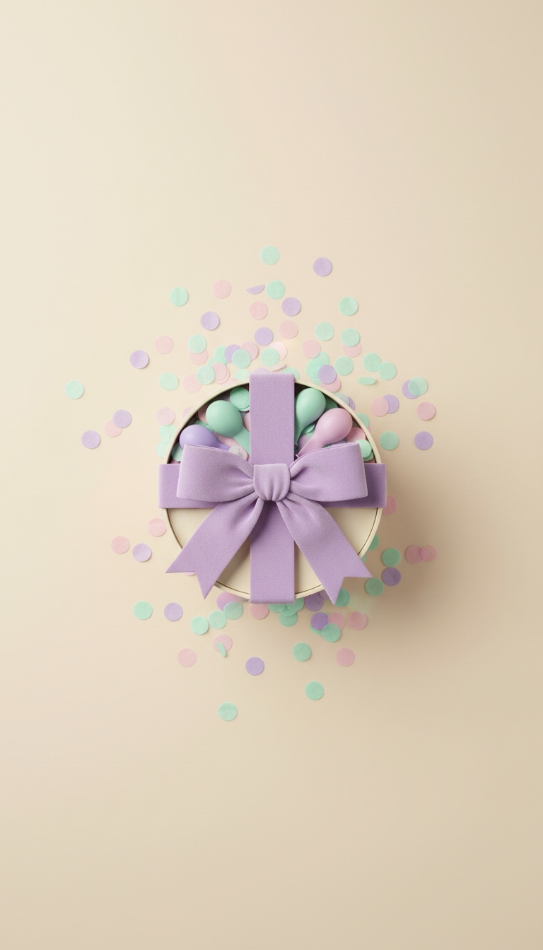 Geschenkbox mit Konfetti und Schleife