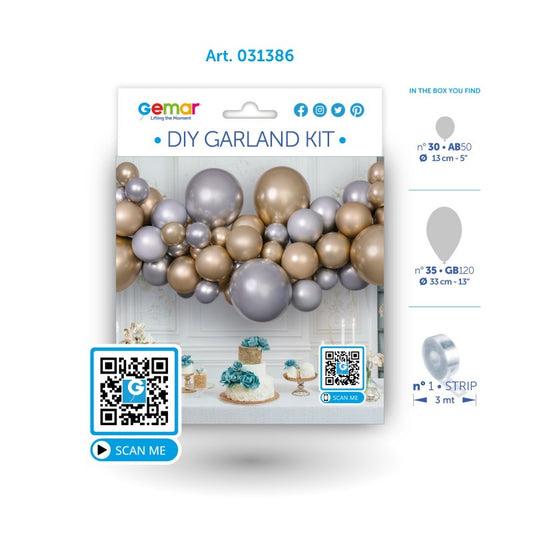 DIY Ballongirlande shiny gold-silber