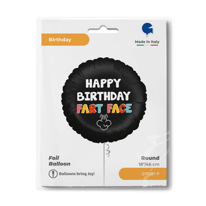 Folienballon Ø 38 cm Happy Birthday fart face