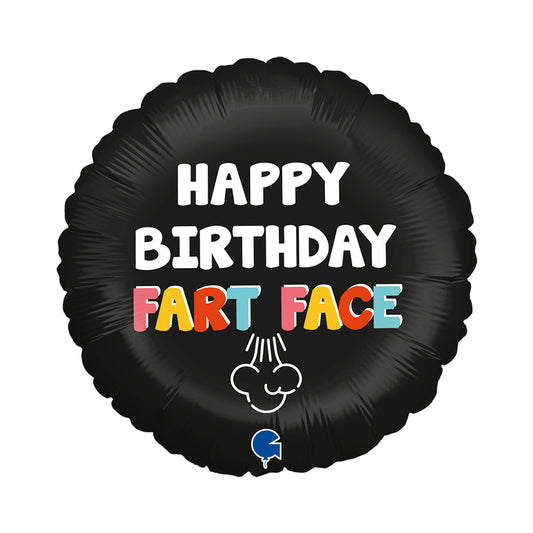 Folienballon Ø 38 cm Happy Birthday fart face